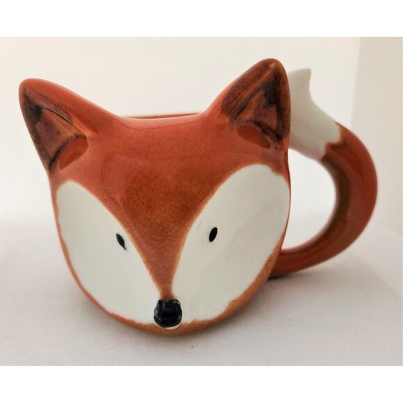 MUG/CUP-STREAMLINE-Fox Face-Tail for Handle-Orange-White-Unique - Picture 5 of 10